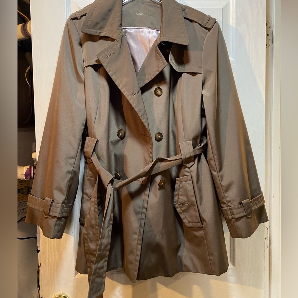 Belted Calvin Klein trench coat.  Tan.  Like new.  Great spring coat
